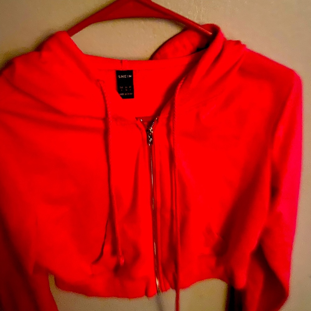 Pink shein cropped jacket